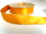R1042 24mm Gold Yellow Double Faced Satin Ribbon, Metallic Edge