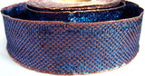 R1046 37mm Metallic Royal Blue and Copper Rough Textured Ribbon - Ribbonmoon
