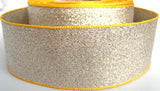 R1080C 37mm Silver Lame Double Face Ribbon with Yellow Borders - Ribbonmoon