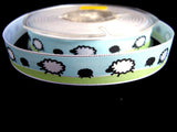 R1096 15mm Satin Ribbon with a Sheep Print Design Ribbon - Ribbonmoon