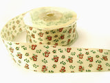 R1100 36mm Ivory Satin Ribbon with a Flowery Design