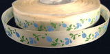 R1112 13mm Cream Satin Ribbon with a Flowery Design - Ribbonmoon