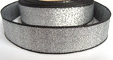 R1222 22mm Silver and Black Shot Lame Ribbon - Ribbonmoon