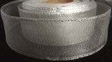 R1247 37mm Metallic Silver Mesh Ribbon, Wire Edged - Ribbonmoon