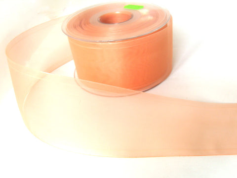 R1257C 50mm Apricot Sheer Ribbon with Monofil Borders