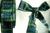 R1272 36mm Green, Blue, Gold and Black Metallic Tartan Ribbon - Ribbonmoon