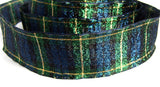 R1272 36mm Green, Blue, Gold and Black Metallic Tartan Ribbon - Ribbonmoon