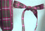 R1281 16mm Wine, Green and White Polyester Tartan Ribbon - Ribbonmoon