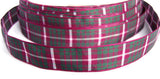 R1281 16mm Wine, Green and White Polyester Tartan Ribbon - Ribbonmoon