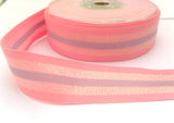 R1311 27mm Pink, Metallic Iridescent and Orchid Striped Grosgrain Ribbon
