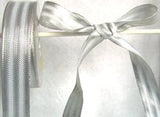 R1313 25mm Reversible Metallic Silver and White Polyester Woven Ribbon - Ribbonmoon