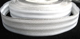 R1313 25mm Reversible Metallic Silver and White Polyester Woven Ribbon - Ribbonmoon
