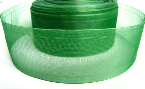 R1327 37mm Bottle Green Sheer Ribbon - Ribbonmoon