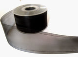 R1333 50mm Black Sheer Ribbon with Monofil Borders