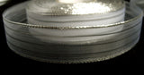R1356 25mm Sheer Ribbon with Thin Metallic Silver Stripes - Ribbonmoon