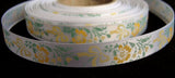 R1375 13mm White Satin Ribbon with a Flowery Printed Design - Ribbonmoon