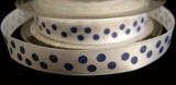 R1377 13mm White and Deep Lupin Single Face Polka Dot Satin Ribbon - Ribbonmoon