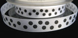 R1378 13mm White Satin Ribbon with a Black Polka Dot Design Ribbon - Ribbonmoon