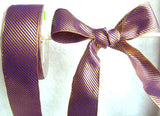 R1381 39mm Violet and Metallic Gold Woven Diagonal Striped Ribbon - Ribbonmoon
