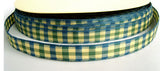 R1394 10mm Green, Cream and Blue Plaid Gingham Ribbon - Ribbonmoon