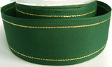R1409 40mm Hunter Green Polyester Ribbon with Thin Metallic Gold Stripes - Ribbonmoon