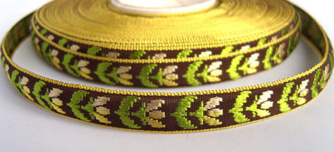 R1418 12mm Flowery Woven Jacquard Ribbon - Ribbonmoon