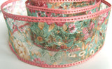R1439 64mm Single Faced Multi coloured Lace Ribbon with Enforced Wired Borders - Ribbonmoon