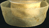 R1456 41mm Straw Sheer Ribbon with Metallic Print and Tinsel Borders - Ribbonmoon