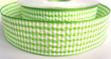 R1471 26mm Green and White Crimpled Gingham Ribbon - Ribbonmoon