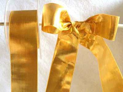R1473 40mm Dark Gold Thin Metallic Lurex Ribbon by Berisfords - Ribbonmoon