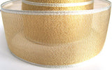 R1475 54mm Gold Metallic Sheer Ribbon with Silver Borders - Ribbonmoon