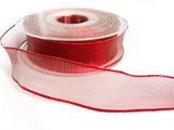 R1481 27mm Red Metallic Mesh Ribbon with Wired Edges by Berisfords