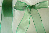 R1483 40mm Metallic Green Mesh Ribbon with Wired Borders - Ribbonmoon