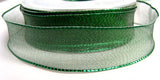 R1484 26mm Metallic Green Mesh Ribbon with Wired Borders - Ribbonmoon