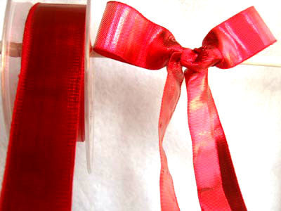 R1498 25mm Red Thin Metallic Lurex Ribbon by Berisfords - Ribbonmoon