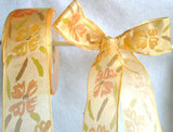 R1509 40mm Peach Translucent Plyester Ribbon with a Flowery Design - Ribbonmoon