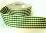 R1531 35mm Green-Antique Cream Rustic Gingham Ribbon by Berisfords