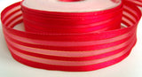 R1564 26mm Red Sheer and Satin Ribbon with Thin Metallic Stripes - Ribbonmoon