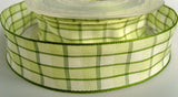 R1567 25mm Greens and Cream Gingham Ribbon - Ribbonmoon