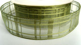 R1569 27mm Sage Green Sheer Check Ribbon - Ribbonmoon