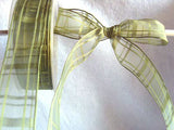R1569 27mm Sage Green Sheer Check Ribbon - Ribbonmoon