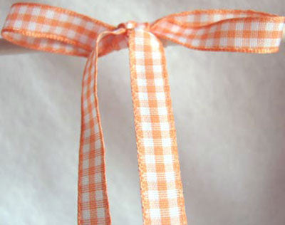 R1581 10mm Apricot Polyester Gingham Ribbon by Berisfords - Ribbonmoon