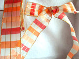 R1585 Red, Orange and Peach Translucent Block Sheer Ribbon, Gold Edges - Ribbonmoon