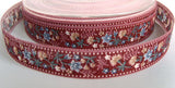 R1610C 15mm Burgundy Flowery Ribbon, 100% Cotton - Ribbonmoon