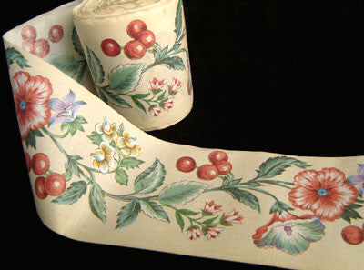 R1611 95mm Flowery Ribbon, 100% Cotton - Ribbonmoon