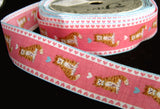 R1618 29mm Cat Design Flowery Ribbon, 100% Cotton - Ribbonmoon