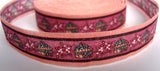 R1635C 19mm Pink Based Harvest Design Ribbon, 100% Cotton - Ribbonmoon