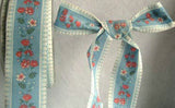 R1637C 30mm Blue Flowery 100% Cotton Ribbon - Ribbonmoon