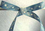 R1652 11mm Denim Blue Flowery Ribbon, 100% Cotton - Ribbonmoon
