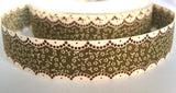 R1659C 23mm Olive Green Flowery Ribbon, 100% Cotton - Ribbonmoon